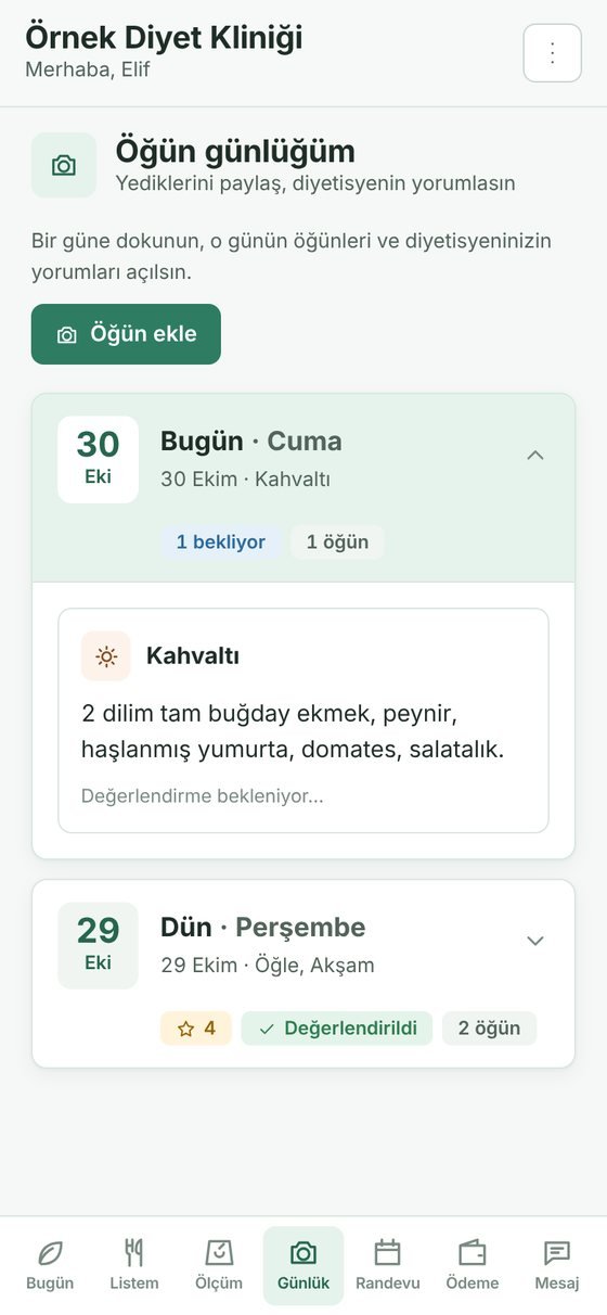 Danışanın öğün günlüğü